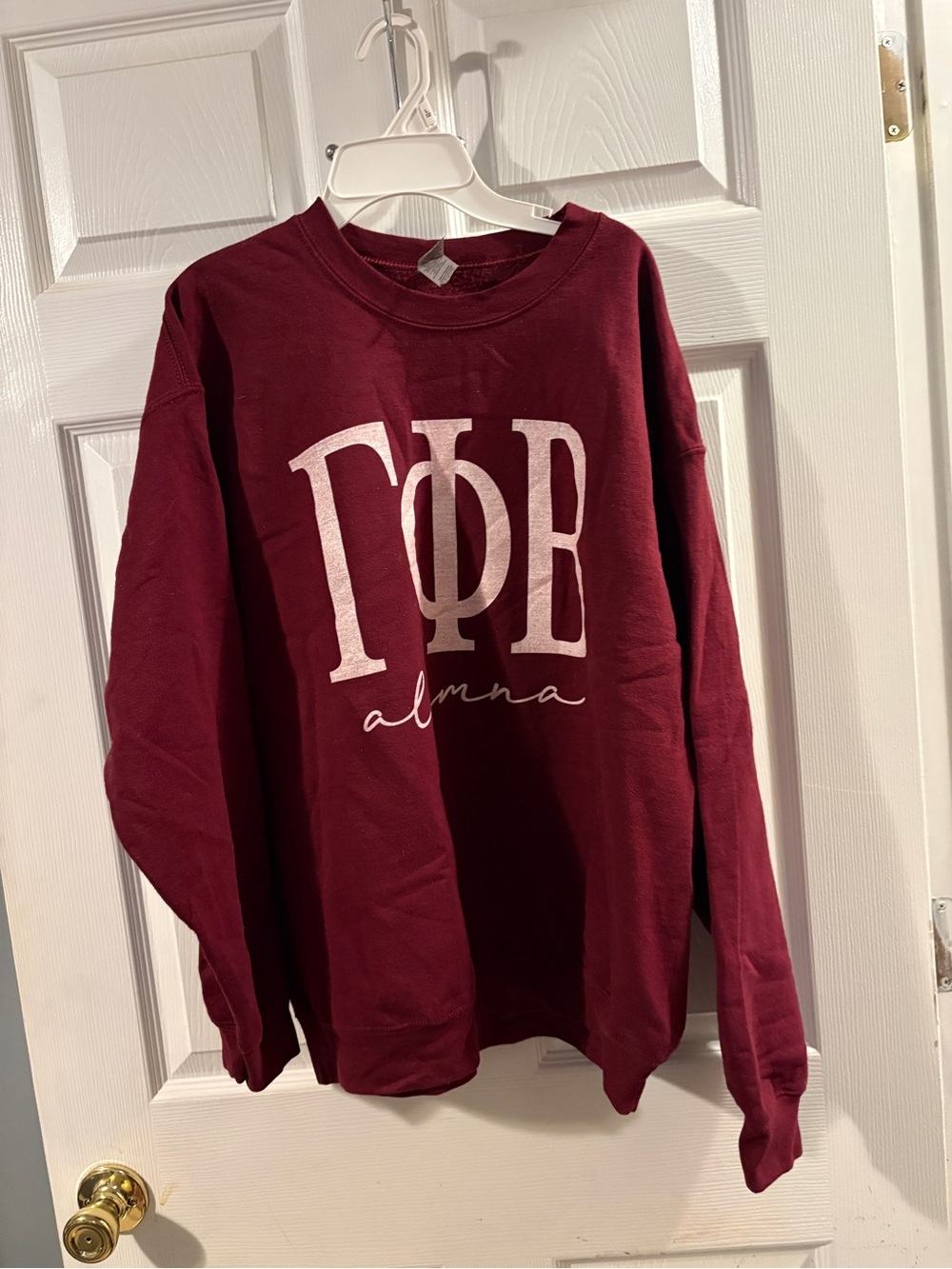 Maroon Gamma Phi Beta Alumna Letter Crewneck Sweater